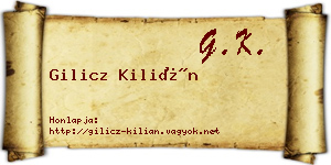 Gilicz Kilián névjegykártya